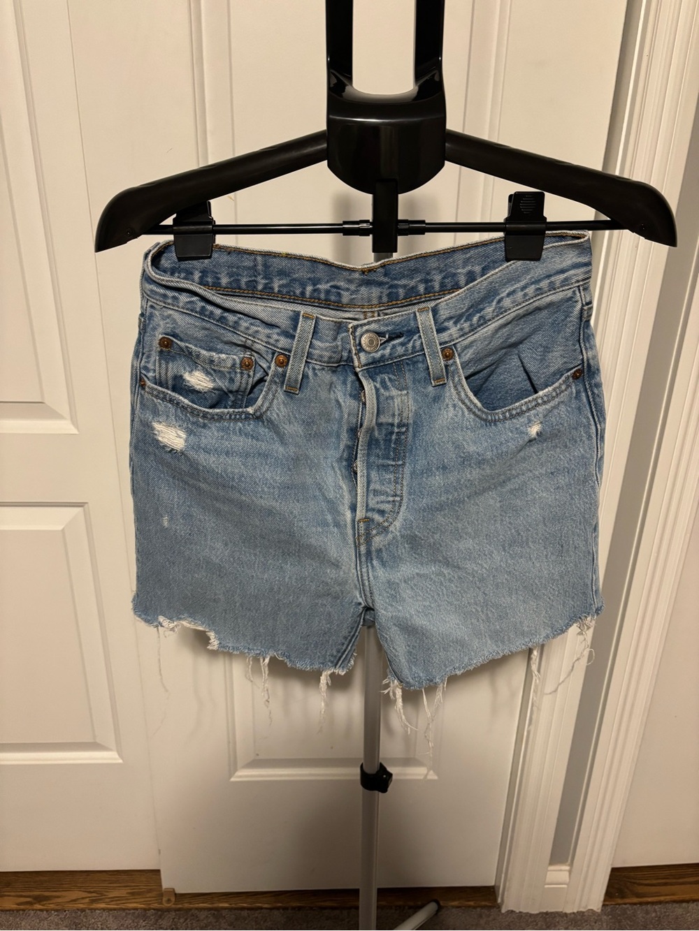 Levi’s Light Blue Distressed Denim Women's Shorts